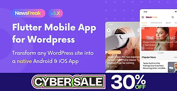 Newsfreak - Flutter Mobile App for WordPress