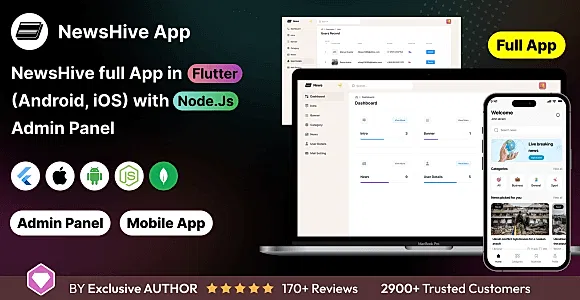 NewsHive: Flutter Full App (Android, iOS) with NodeJs Backend | BuzzStream App