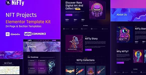 NiFTy - NFT Project & Portfolio WordPress Elementor Template Kit