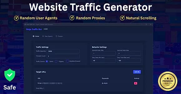 Ninja Traffic Bot - Organic Website Traffic Generator Visits Maker