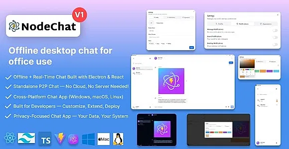 NodeChat – Secure Offline Realtime Messenger | Electron.js + React.js + Node.js