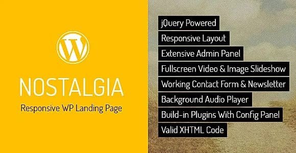 Nostalgia - Responsive Wordpress Landing Page WordPress Theme