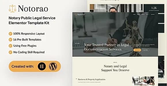 Notorao - Notary Public Legal Service Elementor Template Kit