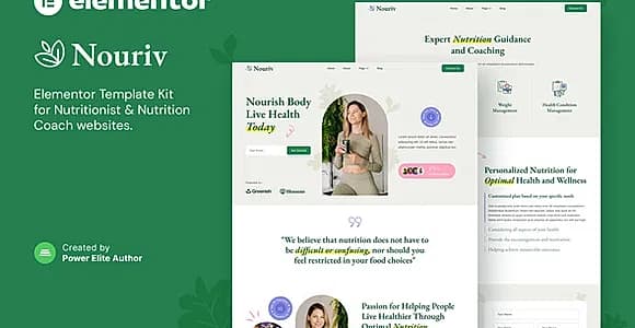 Nouriv – Nutrition Coach & Nutritionist Elementor Template Kit
