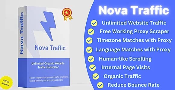 Nova Traffic - Organic Website Traffic Bot Visits Generator & Free Proxies Fetcher
