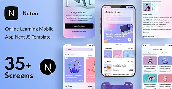 Nuton – Online Learning Next JS Mobile App | PWA