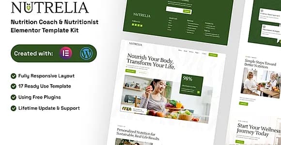 Nutrelia - Nutrition Coach & Nutritionist Elementor Template Kit