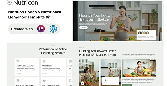 Nutricon - Nutrition Coach & Nutritionist Elementor Template Kit