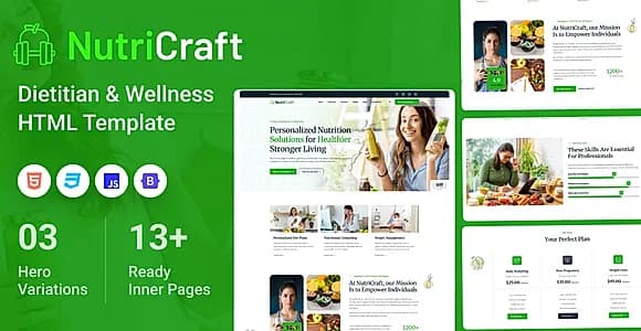 NutriCraft - Dietitian & Wellness Website HTML Template