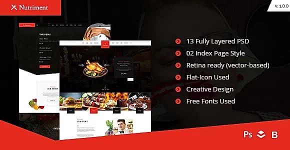 Nutriment - Restaurant / Cafe / Food Bootstrap PSD Template