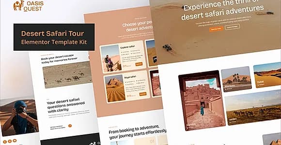 OasisQuest - Desert Safari Tour Elementor Template Kit