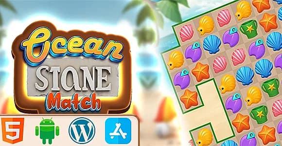 Ocean Stone Match Game - HTML5 Construct3 Game
