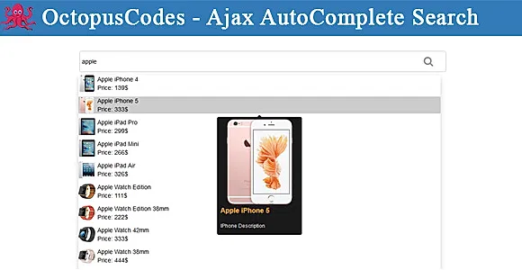 OctopusCodes - Ajax AutoComplete Search
