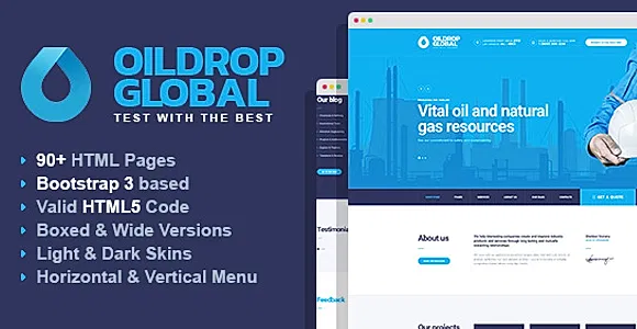 OilDrop - oil and gas industrial HTML template with Builder