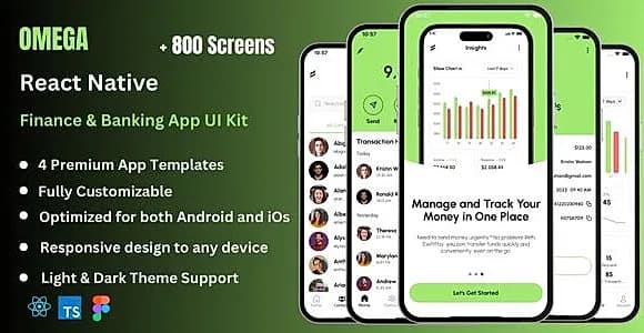 Omega - Finance, Banking, & Online Payment React Native CLI Ui Kit