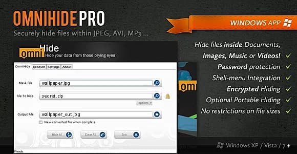 OmniHide: Hide files inside Images, Music & Videos