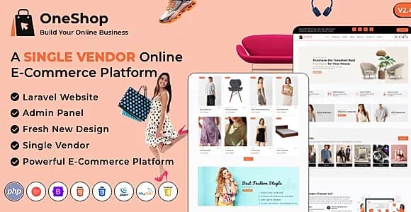 OneShop - Single Vendor Online eCommerce Laravel Website Platform