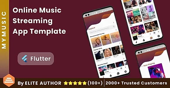 Online Music Streaming Android App Template+iOS App Template| Flutter | Music Player App | MyMusic