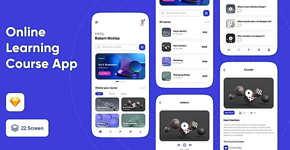 OnlineLearning — Course App UI Kit for Sketch