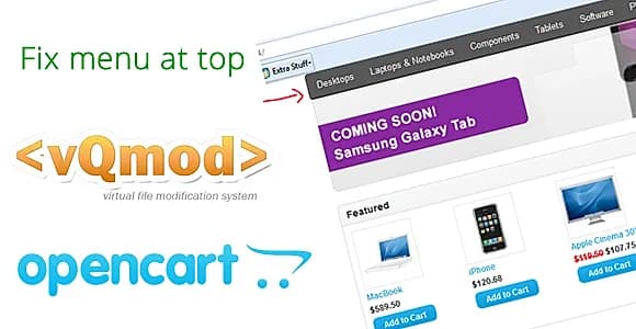 Opencart fix menu bar to top Vqmod
