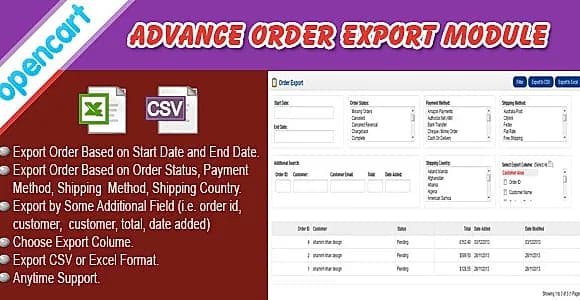 Opencart Order Export Module