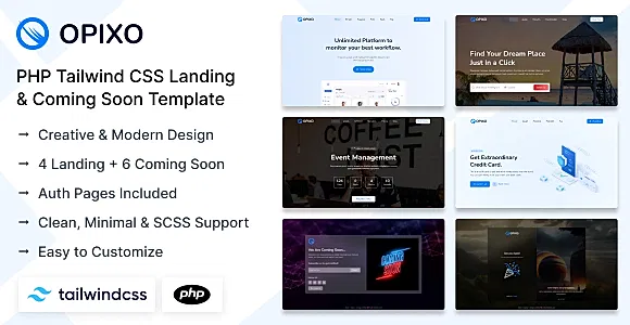 Opixo - PHP Tailwind CSS Landing & Coming Soon Template