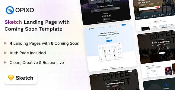 Opixo - Sketch Landing Page & Coming Soon Template