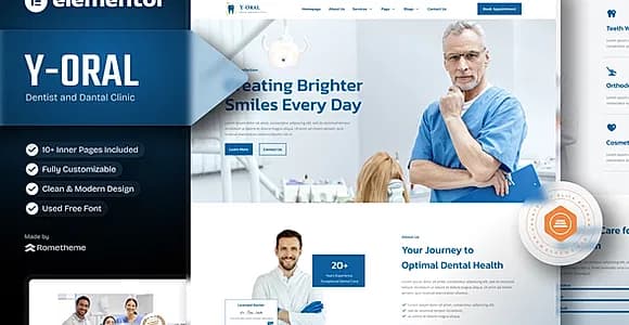 Y-Oral - Dentist & Dental Clinic Elementor Template Kit