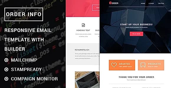 Order - Responsive Order info Email template with Stampready builder