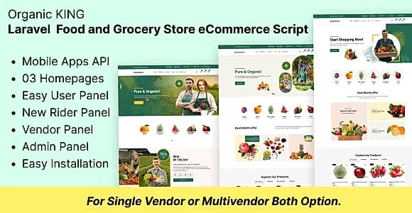 Organic King - Laravel  Food and Grocery Store Script