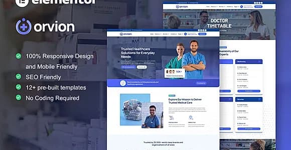 Orvion - Pharmacy & Medical Service Elementor Pro Template Kit