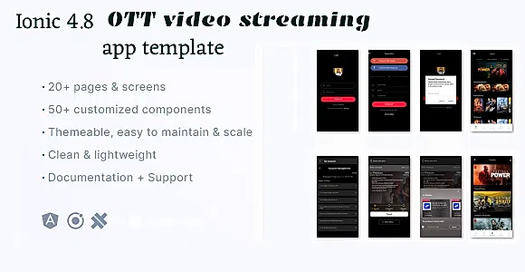 OTT video streaming ionic 4.8 app template