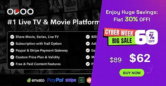 OVOO - Live TV & Movie Portal CMS with Membership System