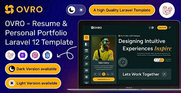 Ovro – Laravel 12 Resume & Personal Portfolio Template