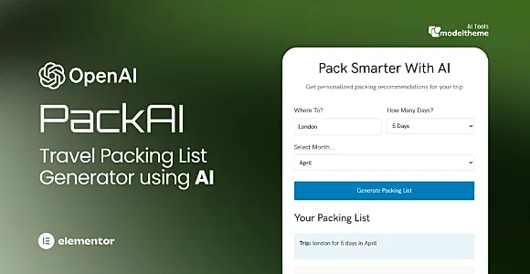 PackAI: Travel Packing WordPress Plugin
