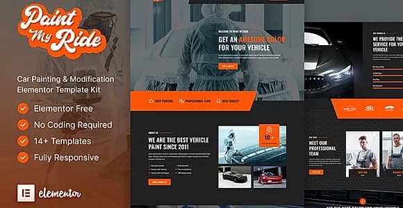 PaintMyRide – Car Painting & Modification Elementor Template Kit