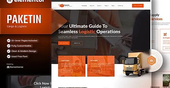 Paketin - Cargo and Logistics Elementor Template Kit