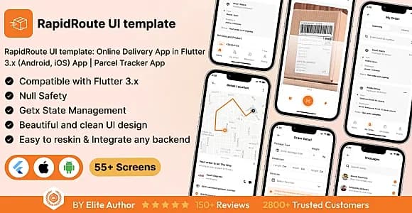 Parcel Tracker UI template: Online Delivery App in Flutter 3.x (Android, iOS) App | RapidRoute App