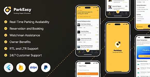 ParkEasy | Flutter Complete Parking App | Parking spot Booking App with complete Soultion