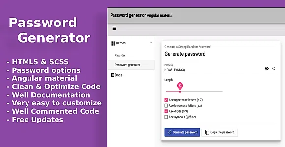 Password generator Angular material