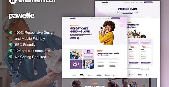 Pawelle - Veterinary & Pet Care Elementor Pro Template Kit