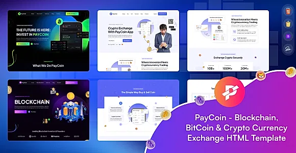 PayCoin - Blockchain, BitCoin & Crypto Currency Exchange  HTML Template