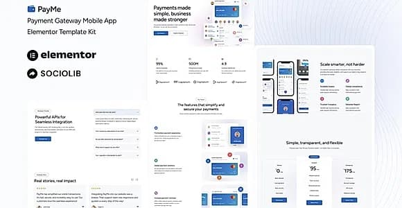 PayMe - Payment Gateway Mobile App Elementor Template Kit