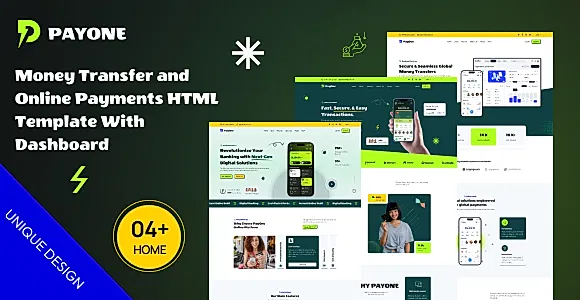 PayOne - Money transfer & online payments HTML Template With Dashboard