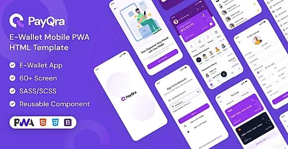 PayQra | E-Wallet Mobile PWA HTML Template