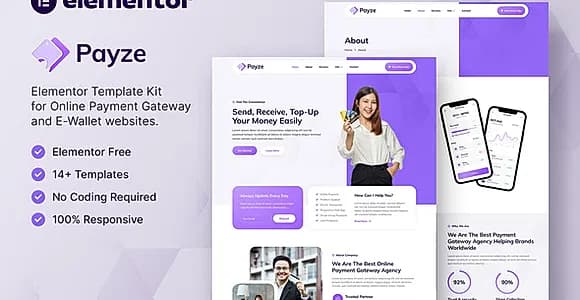 Payze – Online Payment Gateway & E-Wallet Elementor Template Kit