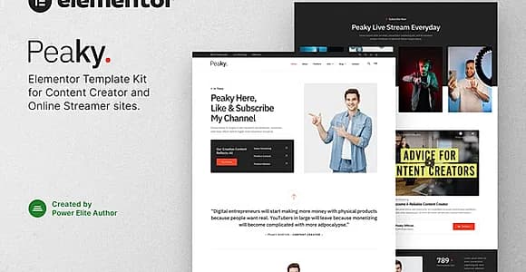 Peaky – Content Creator & Online Streamer Elementor Template Kit