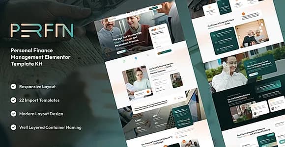 Perfin - Personal Finance Management Elementor Template Kit