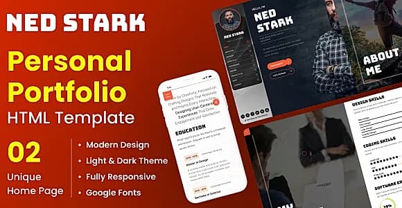 Personal Portfolio CV Resume HTML Template - Ned Stark