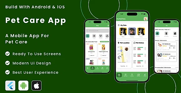 Pet Care App - Flutter Mobile App Template